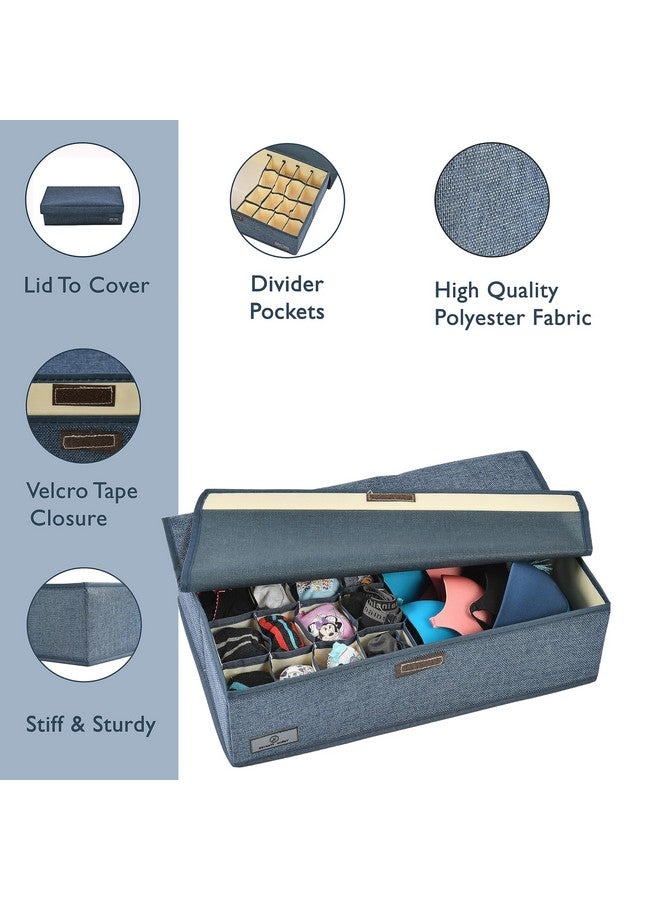 Yellow Weaves Yellow Weaves Undergarments Organizer for Women | Clothes Organizer for Wardrobe | Drawer Organizer | Storage Box for Clothes Innerwear Bra Panty Socks Ties - Blue, Polyester - Clothing  - Image 3