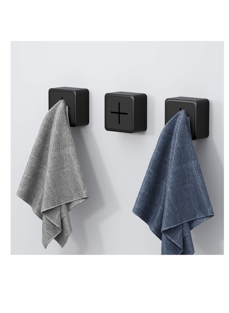 Kitchen Towel Hooks, 3 Pack Self Adhesive Towel Holders, Wall Dish Towel Hook, Drill Free Self Adhesive Push Hooks Firmly Hook, Wall Mounted Hand Towel Hook, for Bathroom Home Kitchen RV Camper - Image 1