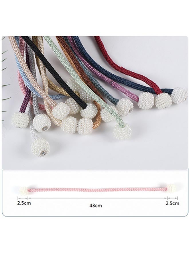 One pair Non-punchable Bunching Curtains Pearl Strap Curtain Magnet Buckle