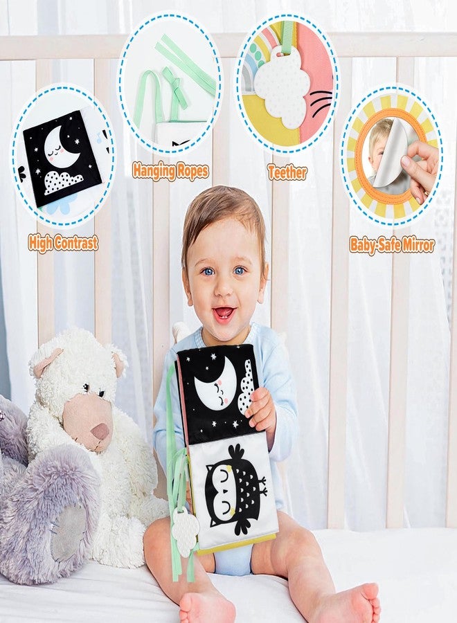 OKOOKO كتاب أوكوكو للأطفال بالأبيض والأسود، لعبة عالية التباين، كتاب ناعم للأطفال من عمر 0-6 أشهر، لعبة مونتيسوري حسية لوقت الاستلقاء على البطن، مناسبة لعربة الأطفال، تعليم مبكر للأطفال حديثي الولادة من عمر 0-6 أشهر و6-12 شهرًا - Image 2