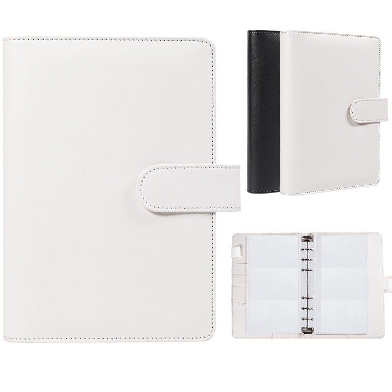 BYSTER Business Card Organizer, 40 Pack 240 Pockets Inner Refill Page Sleeves Business Card Holder Organizer, Professional PU Leather Business Card Book, White - Image 1