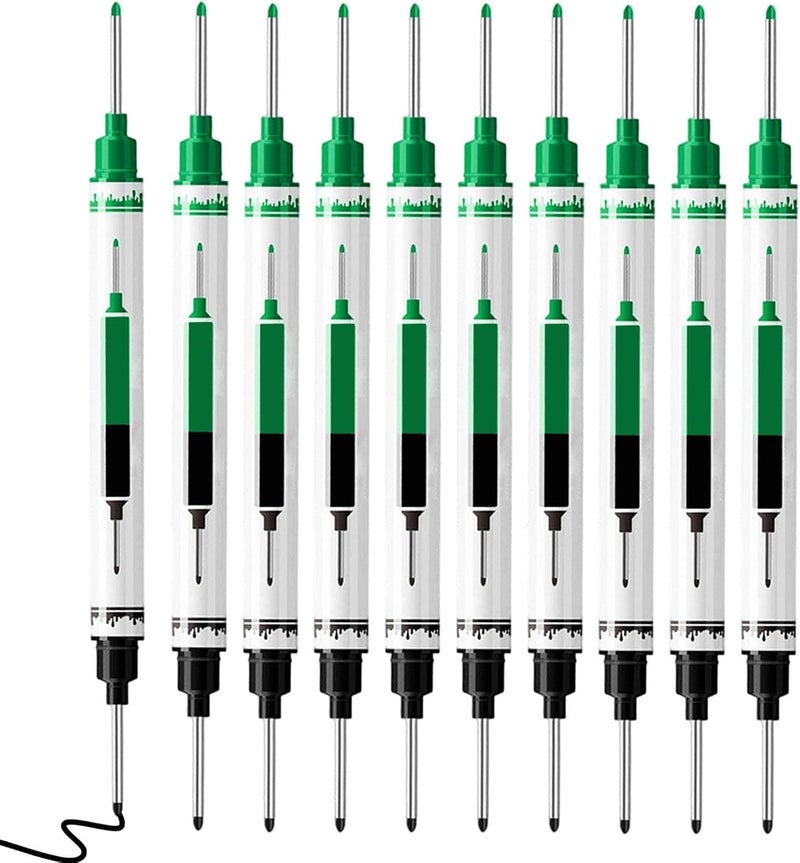 Long Nib Marker Pens | 10 Piece Waterproof Carpenter Tool,21mm Deep Hole Marker - for Construction Woodworking Carpentry Painting Framing Welding Automotive - Image 1