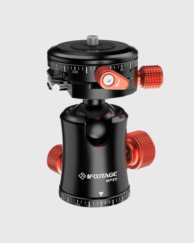 IFOOTAGE Tripod Head MP30, Dual 360° Panoromic Shooting Tripod Ball Head, 22 lbs Supporting Ball Head Mount, Professional Aluminum Ball Head for Tripod, Monopod, Slider, DSLR Camera, Komodo MP30 - Image 1
