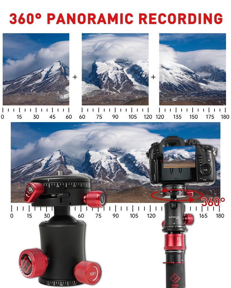 IFOOTAGE Tripod Head MP30, Dual 360° Panoromic Shooting Tripod Ball Head, 22 lbs Supporting Ball Head Mount, Professional Aluminum Ball Head for Tripod, Monopod, Slider, DSLR Camera, Komodo MP30 - Image 2