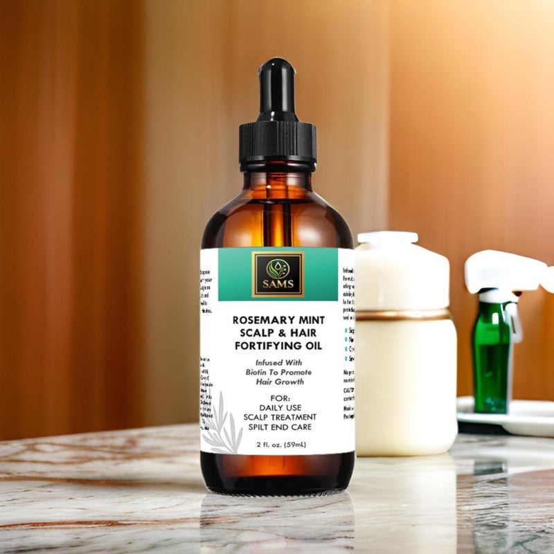 SAMS Rosemary Mint Hair Growth Oil - Organic Scalp Treatment, Strengthens & Nourishes, Prevents Breakage, Fast Hair Growth, 2 fl oz, Green - Image 5