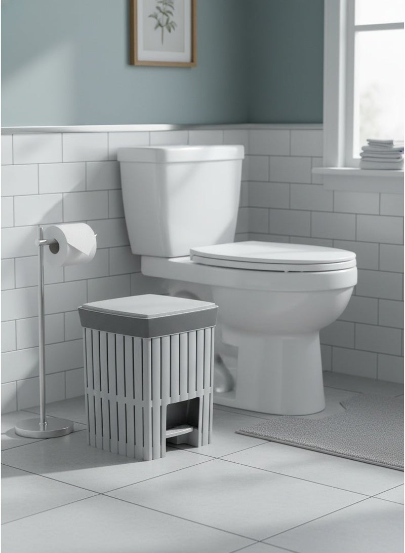 Living Modern Step Trash Can with Foot Pedal, Plastic Garbage Bin with Lid for Kitchen, Bathroom, and Office, Decorative Slotted Design, Grey - Image 3