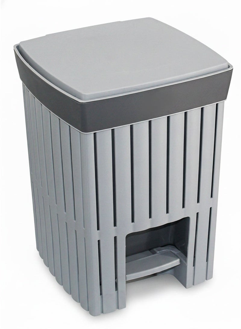 Living Modern Step Trash Can with Foot Pedal, Plastic Garbage Bin with Lid for Kitchen, Bathroom, and Office, Decorative Slotted Design, Grey - Image 5