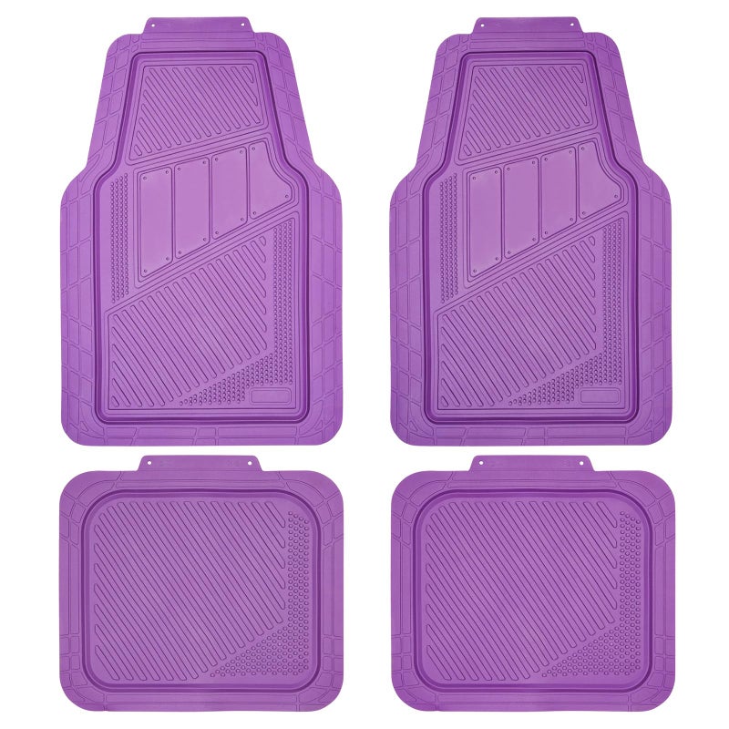 CAR PASS Heavy Duty Rubber Floor Mats 4-Piece Car Mat Set - Universal Waterproof Floor Mats for Car SUV Truck, Durable All-Weather Mats(Purple) - Image 1