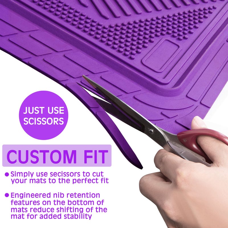 CAR PASS Heavy Duty Rubber Floor Mats 4-Piece Car Mat Set - Universal Waterproof Floor Mats for Car SUV Truck, Durable All-Weather Mats(Purple) - Image 3