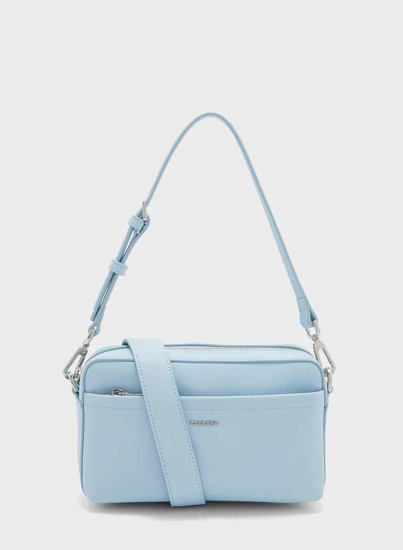 CALVIN KLEIN Zip Over Logo Detailed Crossbody