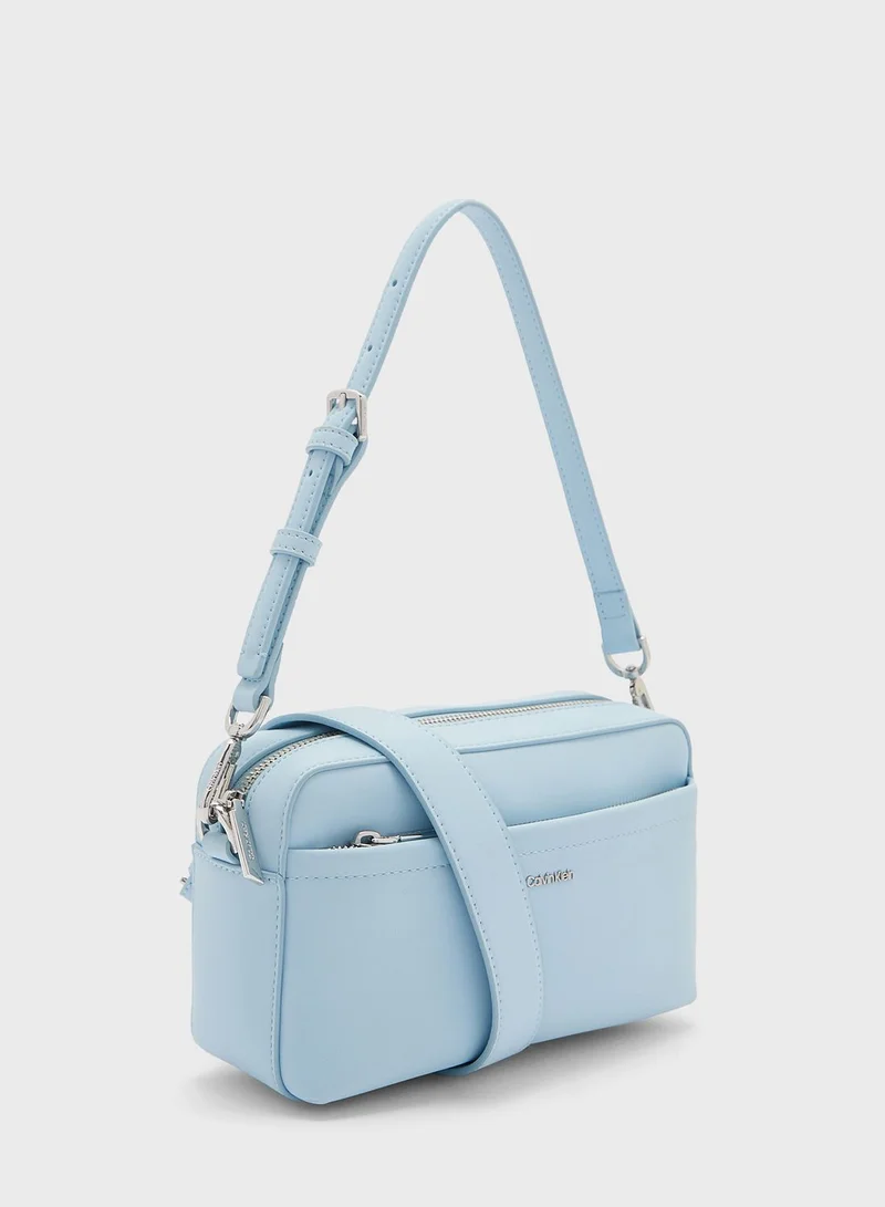 CALVIN KLEIN Zip Over Logo Detailed Crossbody