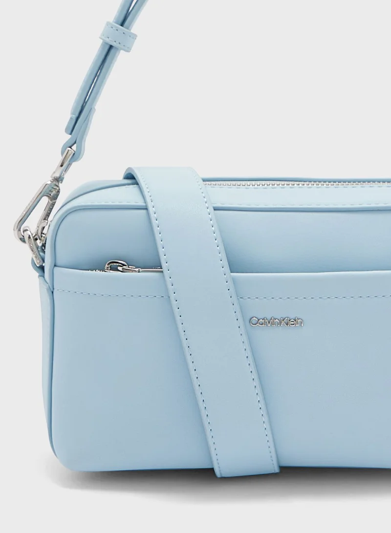 CALVIN KLEIN Zip Over Logo Detailed Crossbody