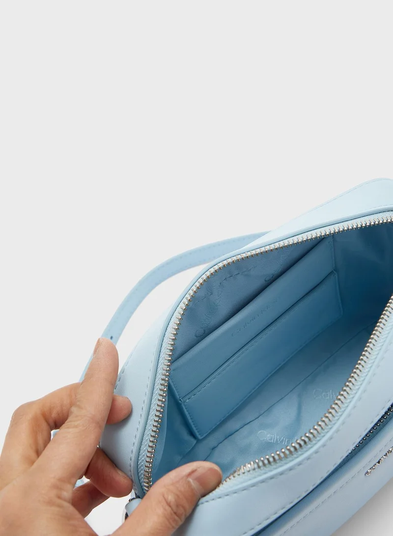 CALVIN KLEIN Zip Over Logo Detailed Crossbody