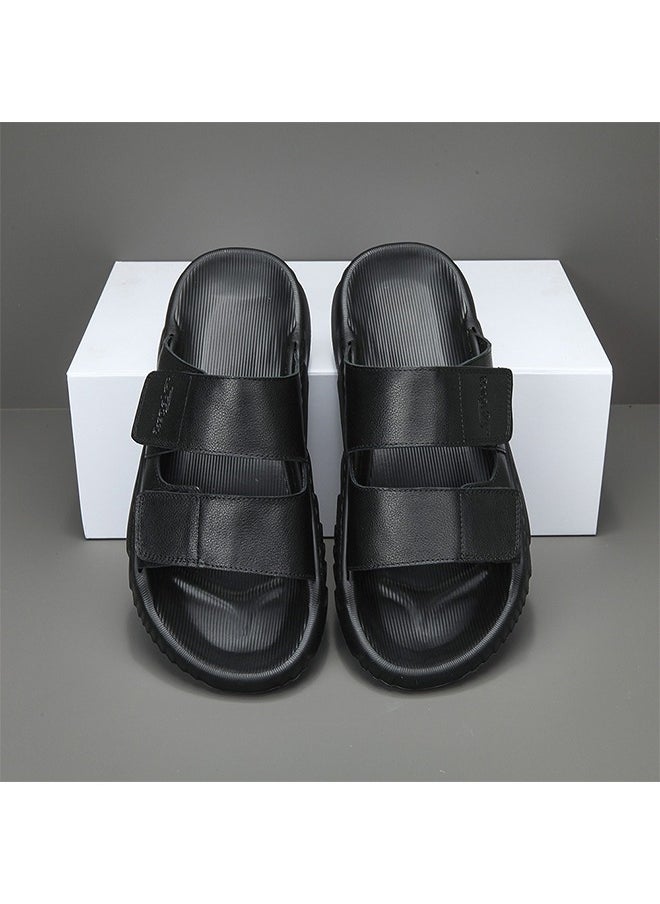 Tanwer - Tanwer Men's Slippers,Genuine Leather Sandals Can Be Worn Externally,Casual Shoes,Sandals,Black 45 - Image 1
