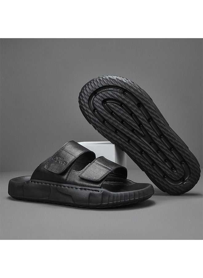 Tanwer - Tanwer Men's Slippers,Genuine Leather Sandals Can Be Worn Externally,Casual Shoes,Sandals,Black 45 - Image 1