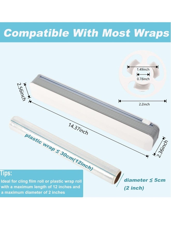 Magnetic Refillable Plastic Wrap Dispenser with Cutter, Tin Aluminum Foil and Plastic Cling Wrap Organizer with a Roll of Plastic Wrap  - Image 5