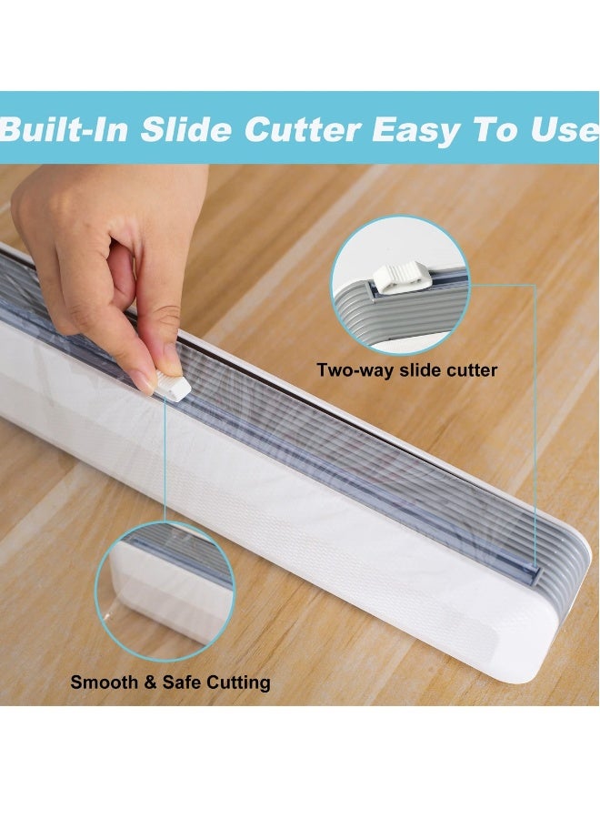 Magnetic Refillable Plastic Wrap Dispenser with Cutter, Tin Aluminum Foil and Plastic Cling Wrap Organizer with a Roll of Plastic Wrap  - Image 3
