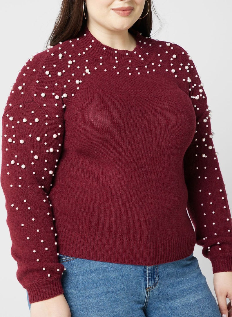 Ella Plus Pearl Motif High Neck Sweater  - Image 3