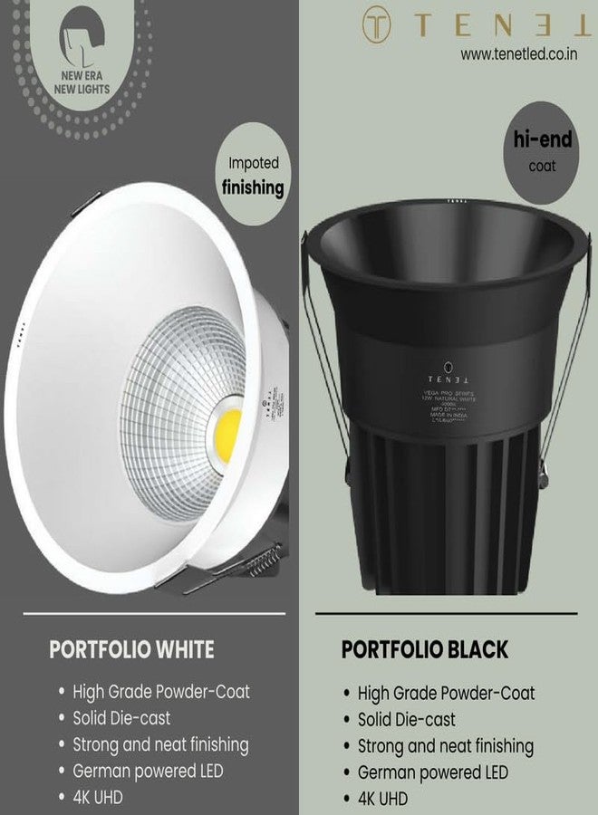 TENET COB Recessed Ceiling Light, White & Black Round Downlight, COB Spot Light, Adjustable Spot Focus Down Ceiling Light (Antique, 4000K Warm White, Body Color:- White Body, 12W, 1, Pack of 1) - Image 5