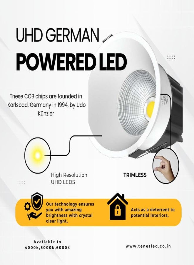 TENET COB Recessed Ceiling Light, White & Black Round Downlight, COB Spot Light, Adjustable Spot Focus Down Ceiling Light (Antique, 4000K Warm White, Body Color:- White Body, 12W, 1, Pack of 1) - Image 4