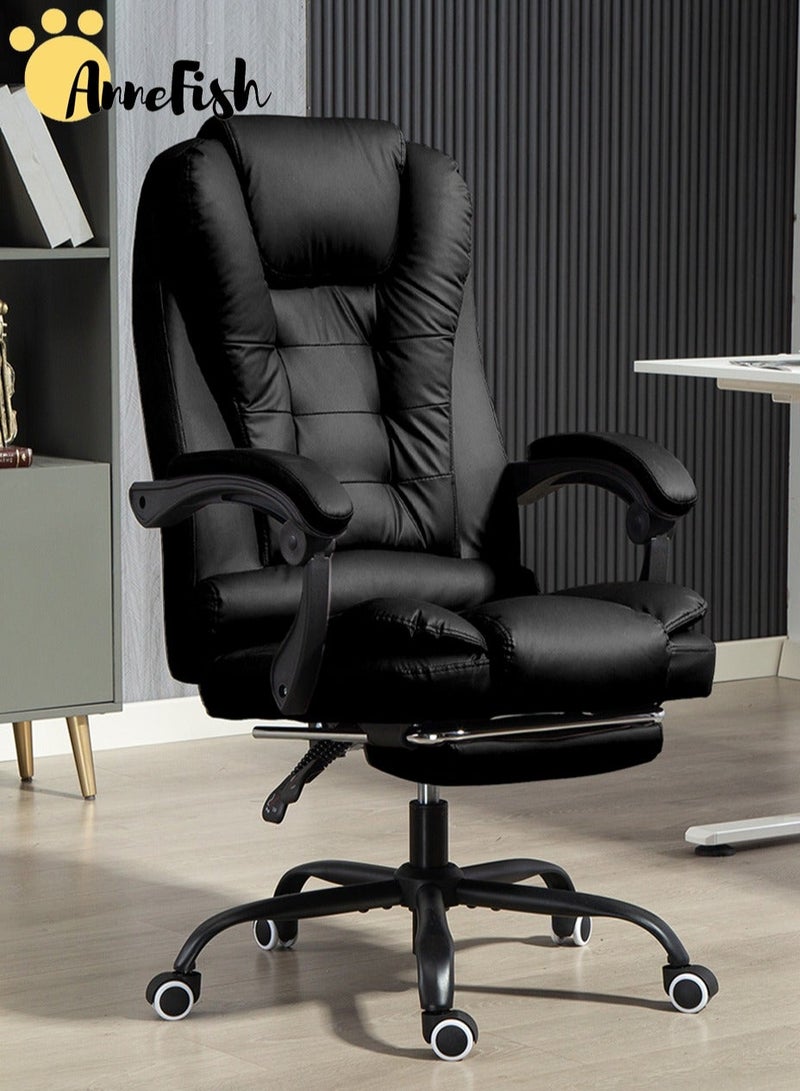 آن فش كرسي مكتب سحابي تنفيذي مريح مصنوع من الجلد المقاوم للخدش مع مكتب كمبيوتر دوار وعجلة صامتة وارتفاع قابل للتعديل وظهر مرتفع وكرسي ألعاب كبير من آن فش مع نقطتي تدليك - Image 1