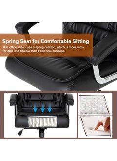 AnneFish Ergonomic Office Desk Computer Chair PU Leather Swivel Adjustable Height High-Back Reclining Chair with Two Points Massage  - Image 4