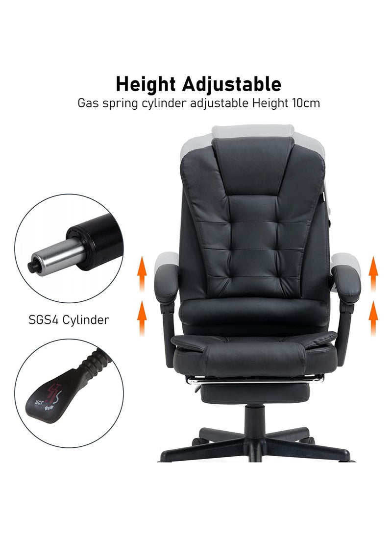 AnneFish - Ergonomic Office Desk Computer Chair PU Leather Swivel Adjustable Height High-Back Reclining Chair with Two Points Massage - Image 1