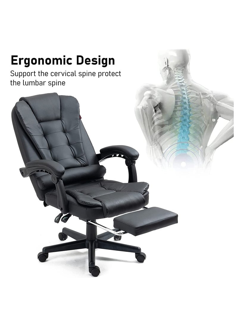 AnneFish - Ergonomic Office Desk Computer Chair PU Leather Swivel Adjustable Height High-Back Reclining Chair with Two Points Massage - Image 1