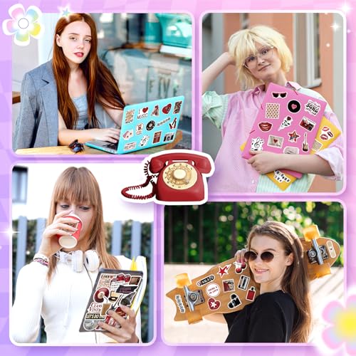 DeaDamHaDa 200PCS Downtown Girl Stickers Aesthetic, Trendy Stickers for Girls Teens Red and Black Downtown Girl Sticker Journal Laptop Urban Fashion Party Favor Room Decor - Image 2