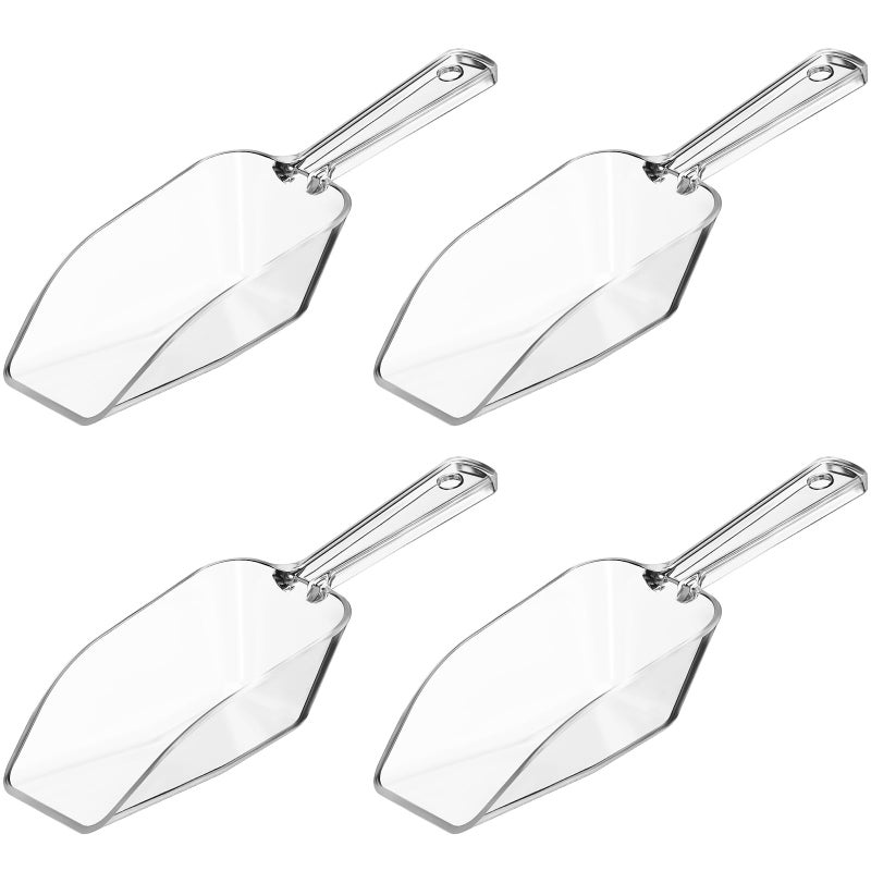 Hestya 4 Pcs Multi Purpose Clear Plastic Scoops for Candy Buffet Acrylic Kitchen Ice Food Popcorn Scoops for Protein Powders, Ice Cream, Coffee, Tea Jar (6.69 Inch) - Image 1