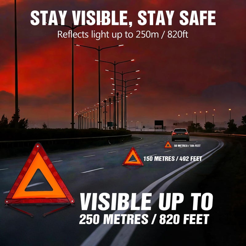 XOOL Emergency Warning Triangle Kit â€“ Roadside Safety Kit with Reflective Warning Triangles, High-Visibility Safety Vests, Storage Bag & Gloves for Car Breakdowns & Emergencies - Image 4