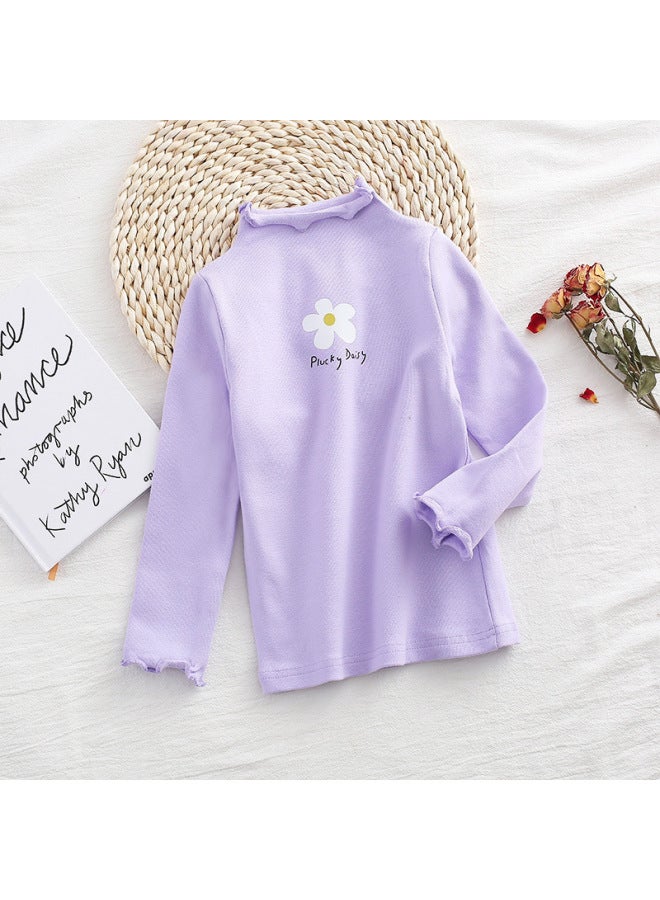 Girls Versatile Bottoming Shirt Autum New Autum And Winter Cotton Half Turtleneck Fashionable Girls Long-sleeved Bottoming Top