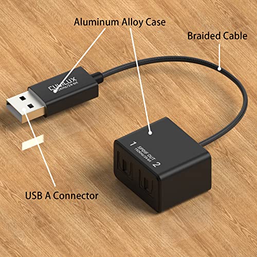 Cubilux USB A to Dual TOSLINK Optical Audio Splitter, USB Type A to Double SPDIF Converter, 2-Way S/PDIF Adapter Compatible with Lenovo, Dell, HP Laptop, Computer, Surface - Image 5