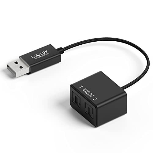 Cubilux USB A to Dual TOSLINK Optical Audio Splitter, USB Type A to Double SPDIF Converter, 2-Way S/PDIF Adapter Compatible with Lenovo, Dell, HP Laptop, Computer, Surface - Image 1