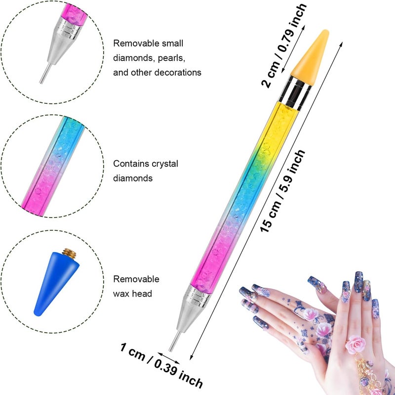 lasuroa 3pcs Wax Pencil for Rhinestones, Double Head Rhinestone Picker Tool with 3 Wax Tips Self Adhesive Rhinestone Applicator Tool Dotting Tools for Nail DIY Crafts (Blue, Yellow, White) - Image 2
