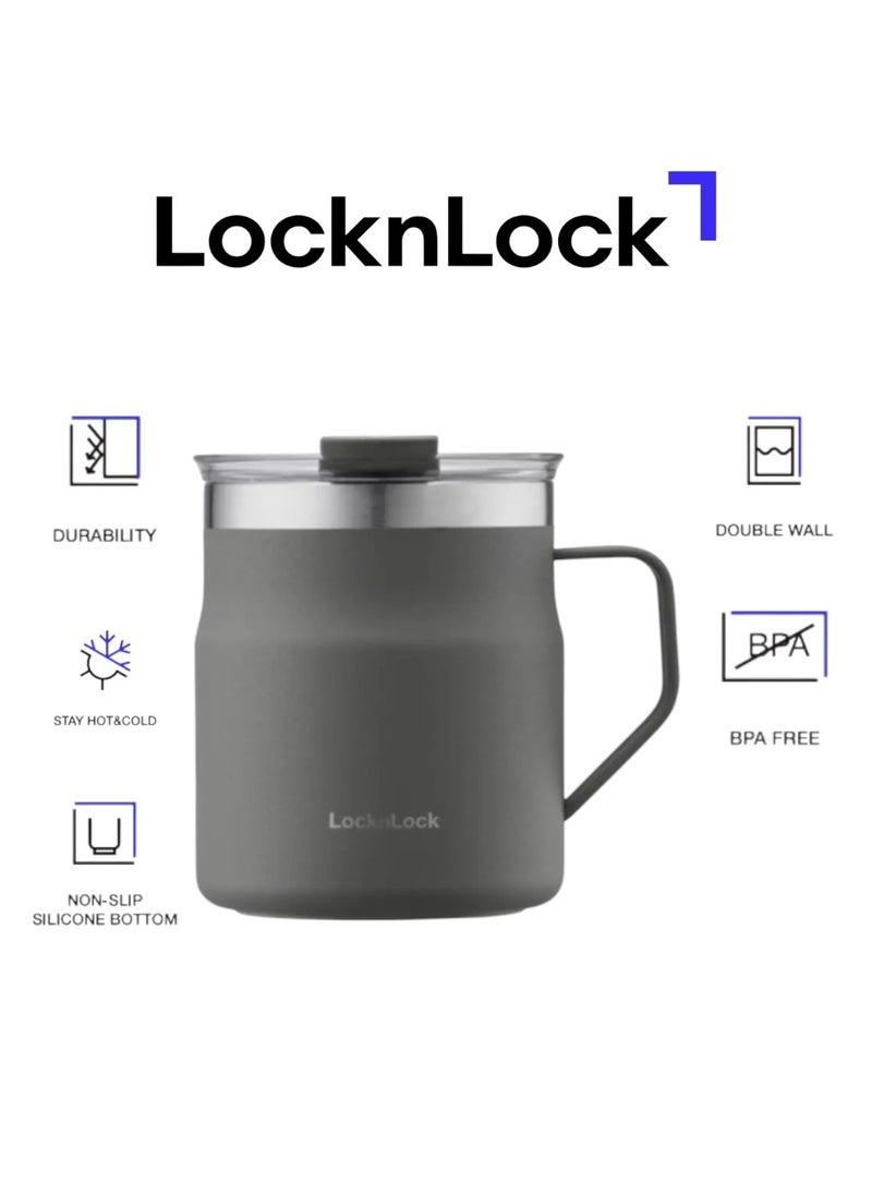LOCK & LOCK LocknLock Metro Mug 355ml Khaki – Double-Wall Insulated Stainless Steel Mug with Spill-Resistant Lid  - Image 1