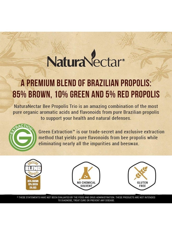 NaturaNectar - Natural Bee Proplis Trio Premium Brown Red & Green Brazilian Propolis Immune Support Hepatic / Liver & Prostate Health Gluten Free Ethanol Free Vegetable Capsules 60 Count - Image 1