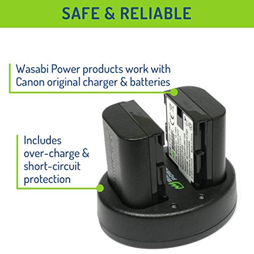 Wasabi Power LP-E6NH Battery (2-Pack) & Dual USB Charger for Canon EOS 5D Mark II/III/IV, 5DS, 5DS R, 6D, 6D Mark II, 7D, 7D Mark II, 70D, 80D, 90D, R, R5, R5C, R6, R7, Ra, XC10, XC15, BMPCC 4K and 6K - Image 4