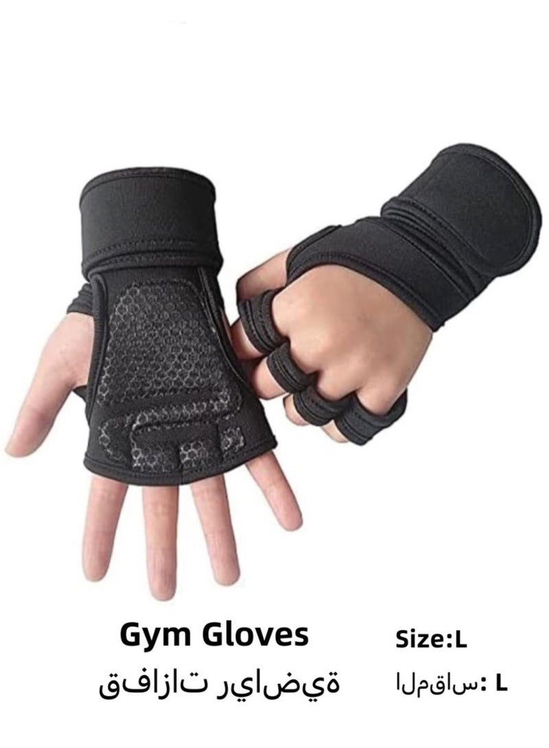 Generic Gym Gloves, With Built-In Wrist Be Suitable For Gym Fitness -L  - Image 1