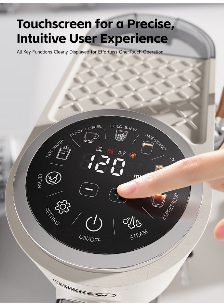 HiBREW Semi-automatic Espresso Coffee Machine 3 Level Temperature Adjustable Cold/Hot 20Bar Coffee Maker Cappuccino H13-white - Image 3
