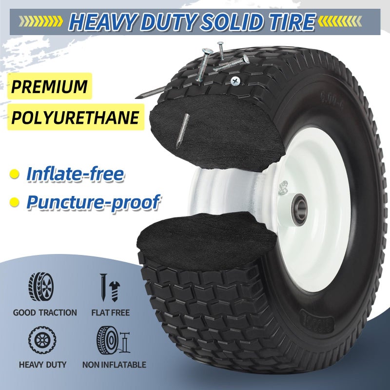 GICOOL 15x6.00-6 Flat Free Lawn Mower Tire and Wheel, 15x6-6nhs Riding Mowers Lawn Tire and Wheel with 3/4" Bearing, 3" Centered Hub, 2 Pack - Image 3