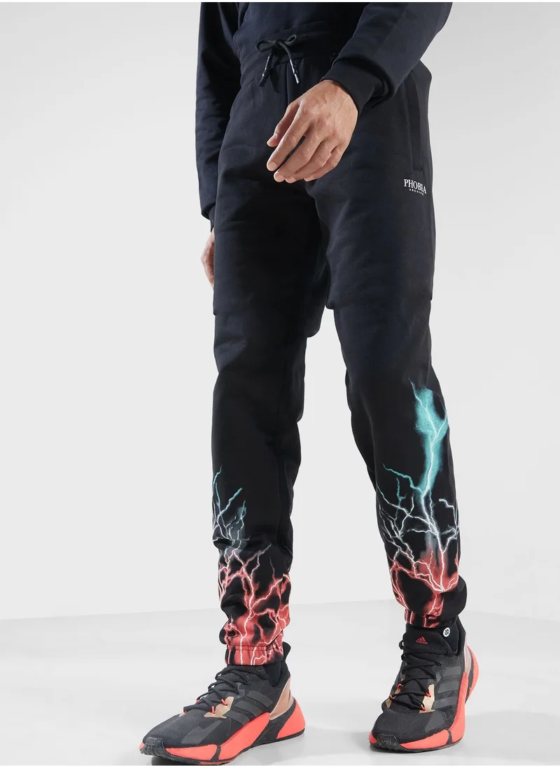 phobia Lightning Printed Sweatpants