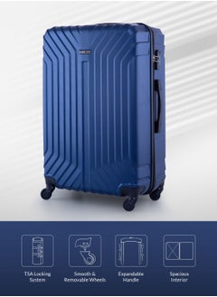 PARAJOHN Winso ABS Hardside Spinner Check In Large Luggage Trolley 28 Inch Navy  - Image 2