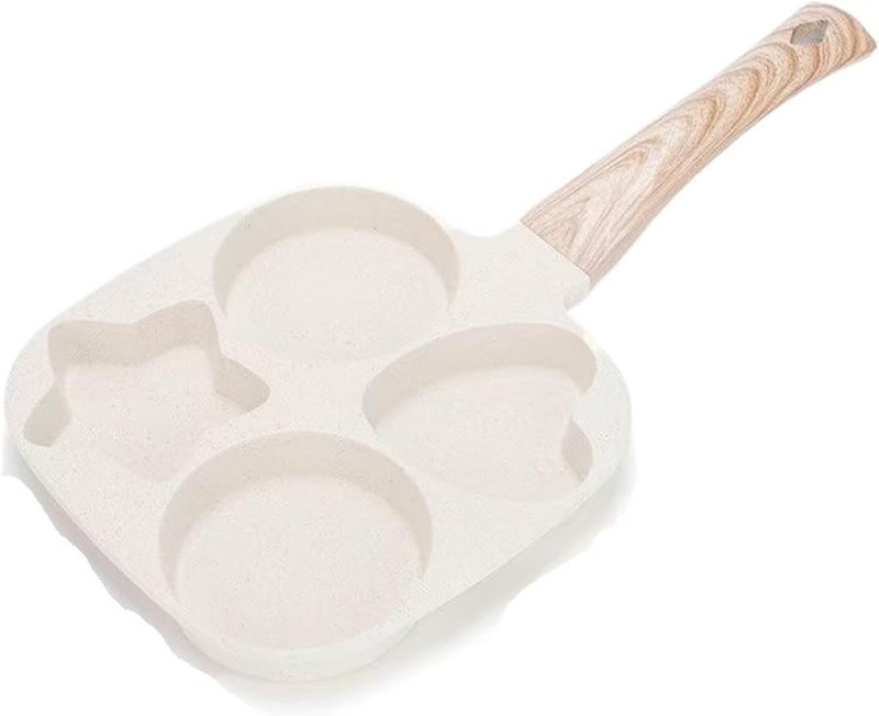 4 Holes Egg Frying Pan Thicken Steak Baking Burger Breakfast Maker Cookware Skilet Creative Heart Round Star Shape Kitchen Tools(Beige) - Image 1