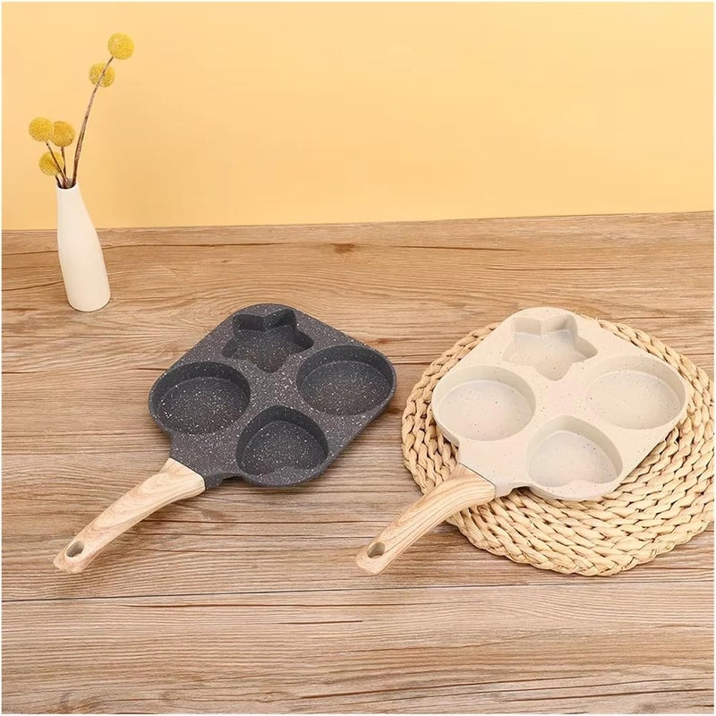 4 Holes Egg Frying Pan Thicken Steak Baking Burger Breakfast Maker Cookware Skilet Creative Heart Round Star Shape Kitchen Tools(Beige) - Image 5
