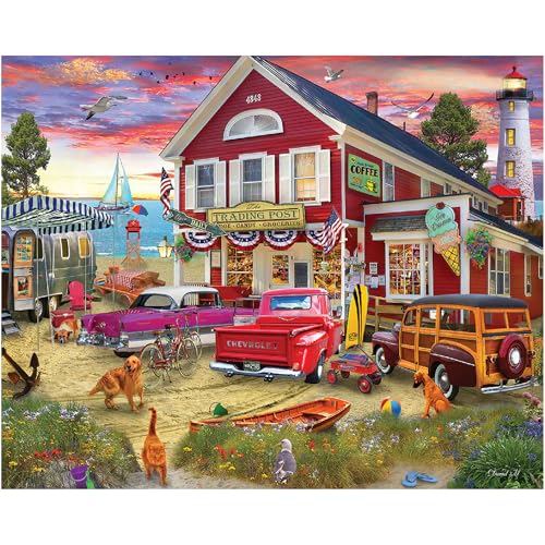 White Mountain 1000 Piece Jigsaw Puzzle Retro Coastal Storefront Puzzles with Large Pieces for Adults and Family 24x30 The Trading Post - Image 1