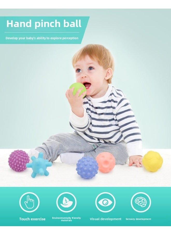 Generic Huang Er Baby Touch Hand Grab Ball Sound Baby Massage Ball Soft Ball Water Play Children's Bobo Ball Early Education Toy-Color:Soft Rubber Building Block Square X8  - Image 1