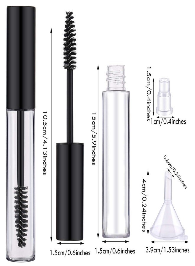 Gugzy 10ml Empty Plastic DIY Mascara Tube Eyelash Cream Wand Container Bottle Vials With Brush with Plugs | Funnels for Castor Oil | Eyelash Growth Makeup Containers (3 Pieces Black with Fennels) - Image 4