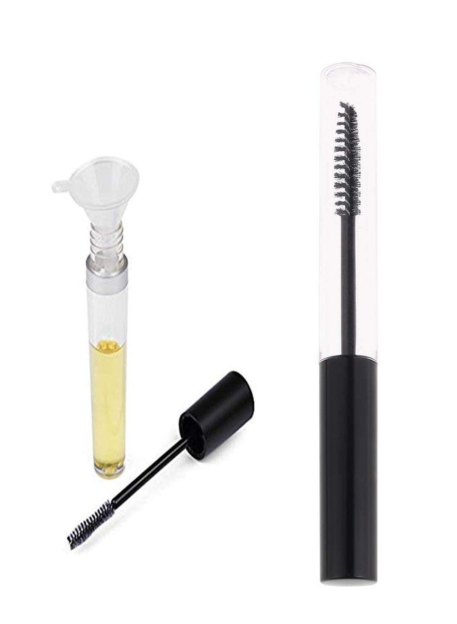 Gugzy 10ml Empty Plastic DIY Mascara Tube Eyelash Cream Wand Container Bottle Vials With Brush with Plugs | Funnels for Castor Oil | Eyelash Growth Makeup Containers (3 Pieces Black with Fennels) - Image 3