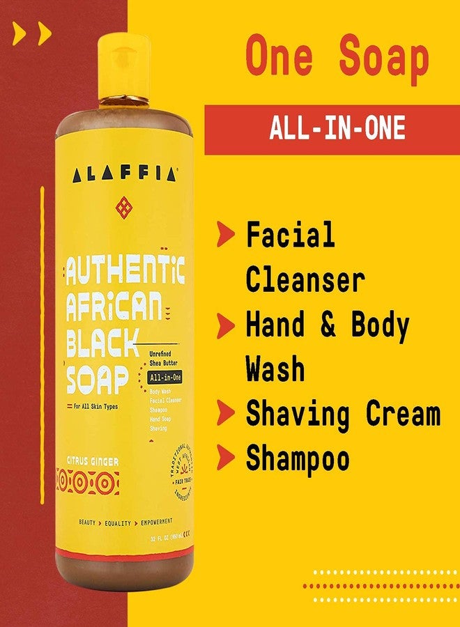 Alaffia Skin Care, Authentic African Black Soap, All in One Liquid Soap, Acne Face Wash, Moisturizing Body Wash, Shampoo, Shaving Soap, Shea Butter, Citrus Ginger, (2 Pack - 32 Fl Oz Ea) - Image 3